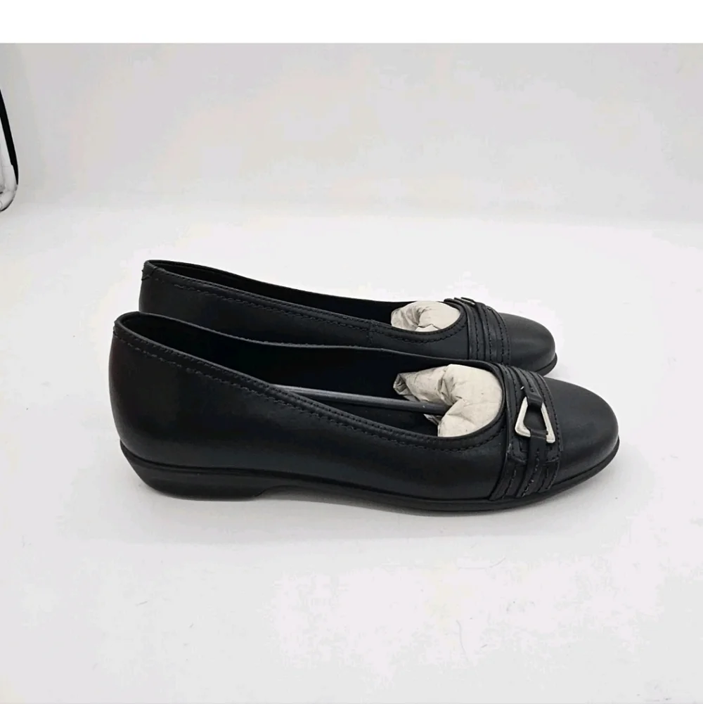 Walking Cradles Flynn Black Leather Slip On Ballet Flats Shoes Size 5 - Picture 7 of 14